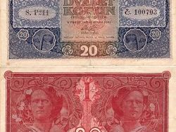 Nové Zámky Historické Peniaze - 20.- Kcs 1919