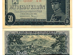 Nové Zámky Historické Peniaze - 50.- Kčs 1948